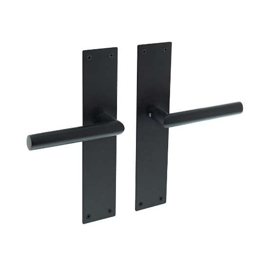 Afbeeldingen van INTERSTEEL Deurkruk Jura met schild 250x55x2mm blind zwart 0583