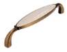 Afbeeldingen van Siro Meubelgreep metaal - boorafstand 128mm/L 138mm/H 27mm/B 23mm antiek messing/ beige 