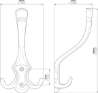 Afbeeldingen van Siro Kapstokhaak metaal - boorafstand 32mm/L 169mm/H 76mm/B 85mm messing glanzend 