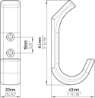 Afbeeldingen van Siro Kapstokhaak metaal - boorafstand 16mm/L 84mm/H 43mm/B 20mm - chroom glanzend 
