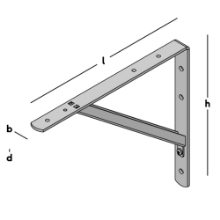 Afbeeldingen van GB Plankdrager demontabel 250x300 25x5/15x15x2 Elektrolytisch Verzinkt