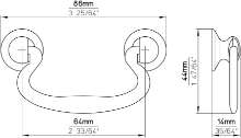Afbeeldingen van Siro Hangende handgreep metaal - boorafstand 64mm/L 86mm/H 14mm/B 44mm antiek messing 