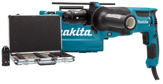 Afbeeldingen van Makita Combihamer HR2630TX12 - 230V 800Watt - met verwisselbare boorkop en 17-delige boor/-beitelset in koffer