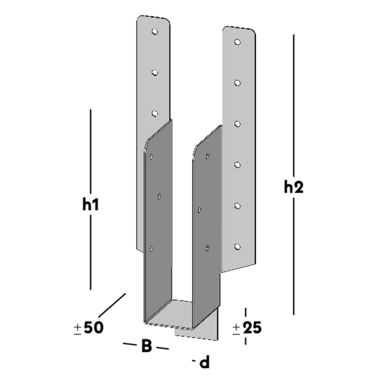 Afbeeldingen van GB raveeldrager met strip - 190/32x125x1mm - sendzimir verzinkt