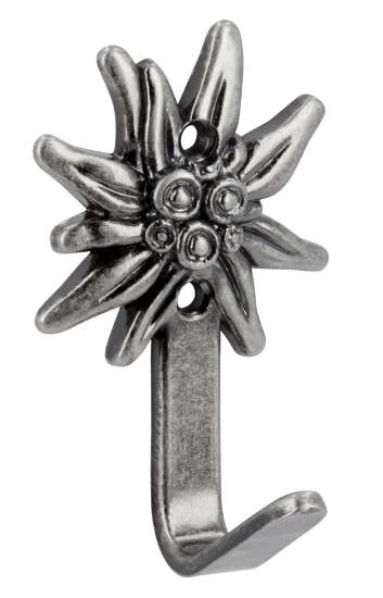 Afbeeldingen van Siro Kapstokhaak metaal - boorafstand 16mm/L 56mm/H 27mm/B 34mm - antiek zilver 