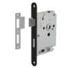 Afbeeldingen van INTERSTEEL Woningbouw badkamer/toilet slot 63/8mm, voorplaat afgerond zwart gelakt, 20x175, doorn 50mm incl. sl 9547