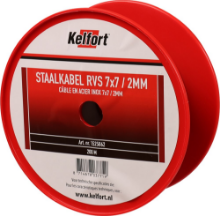 Afbeeldingen van Kelfort Staalkabel - 2mm 200 meter - 7x7 vlechtvorm RVS 