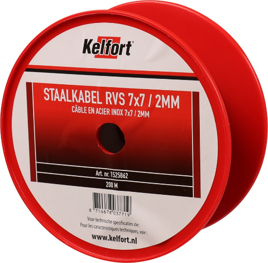 Afbeeldingen van Kelfort Staalkabel - 2mm 200 meter - 7x7 vlechtvorm RVS 