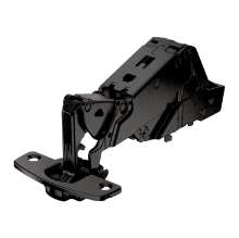 Afbeeldingen van Hettich Sensys groothoekscharnier, zonder insprong, met geïntegreerde demping (Sensys 8657i), in obsidiaanzwart, half opliggend, openingshoek 165°, TH-boorbeeld 52 x 5,5 mm, voor schroefbevestiging (-)