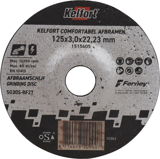 Afbeeldingen van Kelfort afbraamschijf - 125X3.0X22.23mm - past op accu KCA