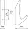 Afbeeldingen van Siro Kapstokhaak metaal - boorafstand 32mm/L 81mm/H 40mm/B 15mm antiek messing 