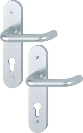 Afbeeldingen van Hoppe Binnendeurgarnituur aluminium op schild Paris 138L/3056RF-3 - PC72 - F1