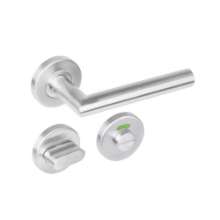 Afbeeldingen van INTERSTEEL Deurkruk Hoek 90° op rond rozet staal met 7mm nok met WC 5mm RVS 1272