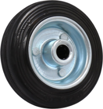 Afbeeldingen van Kelfort Wiel - Ø100mm (70kg) - gegalvaniseerd met velg en Rollager zwart rubber Loopvlak 