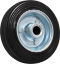 Afbeeldingen van Kelfort Wiel - Ø100mm (70kg) - gegalvaniseerd met velg en Rollager zwart rubber Loopvlak 