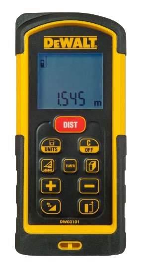 Afbeeldingen van DeWalt laser afstandsmeter DW03101-XJ - 100meter bereik - inclusief 2 x 1.5v AAA batterij