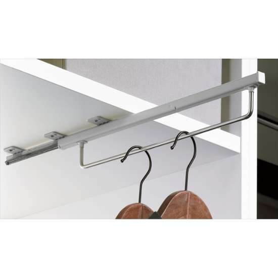 Afbeeldingen van Hettich Kleerhangerhouder met ladegeleider op Quadro-basis, 400 mm, zilver