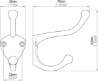 Afbeeldingen van Siro Kapstokhaak metaal - boorafstand 22mm/L 82mm/H 76mm/B 32mm mat zwart 