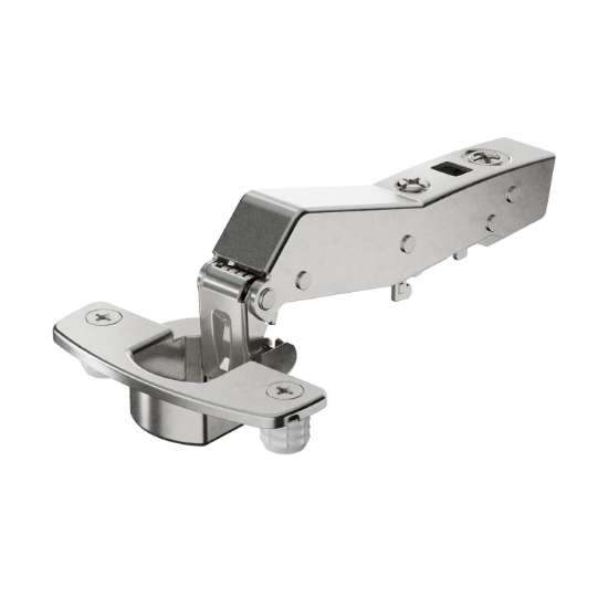 Afbeeldingen van Hettich Sensys hoekscharnier W45 met geïntegreerde demping (Sensys 8639i W45), vernikkeld, opliggend, openingshoek 95°, TB-boorbeeld 45 x 9,5 mm, om in te drukken (ø 8 x 11)