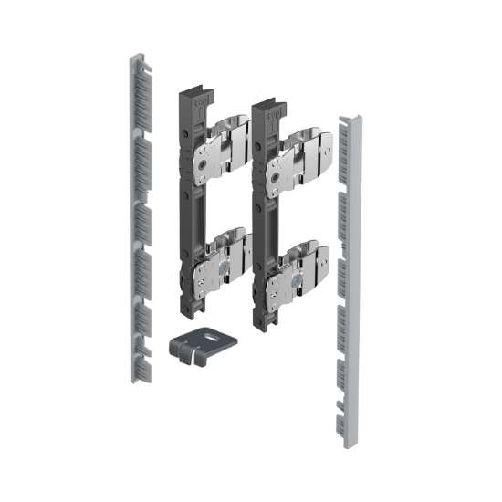 Afbeeldingen van Hettich AvanTech YOU Set verbinders voor inliggend front om zelf op maat te maken, te gebruiken met ladezijwand, systeemhoogte  187,  zilver