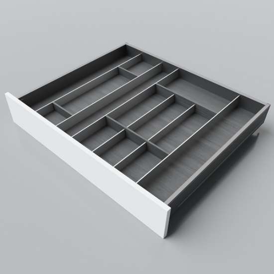 Afbeeldingen van Blum Bestekindeling Legrabox - corpusbreedte 700-950 diepte 650mm - houtdecor zwart/aluminium OL.SA6580S1BEST