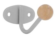 Afbeeldingen van Siro Kapstokhaak metaal - boorafstand 32mm/L 40mm/H 56mm/B 50mm - grijs/esdoorn 