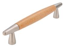Afbeeldingen van Siro Meubelgreep hout - boorafstand 128mm/L 165mm/H 32mm/B 15mm beuken/nikkel 