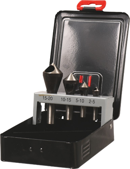 Afbeeldingen van Kelfort Verzinkboorset - 2-20mm 4-Delig - HSS 90° Schuin gat 