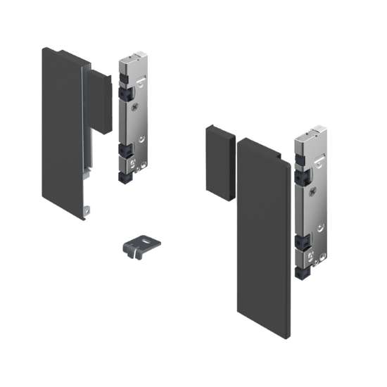 Afbeeldingen van Hettich AvanTech YOU Set verbinder voor vorm te geven inliggend front, gebruik met inlay-ladezijwand, systeemhoogte  187,  antraciet