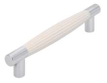 Afbeeldingen van Siro Meubelgreep kunststof - boorafstand 128mm/L 159mm/H 33mm/B 18mm - wit/chroom 