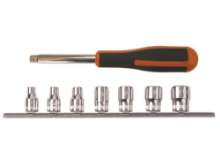 Afbeeldingen van Bahco dopsleutelset 7 delig 1/4'' op rail