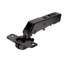 Afbeeldingen van Hettich Sensys hoekscharnier W45 met geïntegreerde demping (Sensys 8639i W45), in obsidiaanzwart, opliggend, openingshoek 95°, TH-boorbeeld 52 x 5,5 mm, voor schroefbevestiging (-)