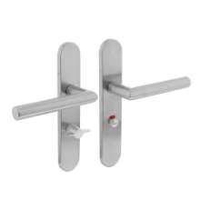 Afbeeldingen van INTERSTEEL Deurkruk Rhenen op ovaal verdekt schild + veer WC63/8mm LINKS RVS 1297