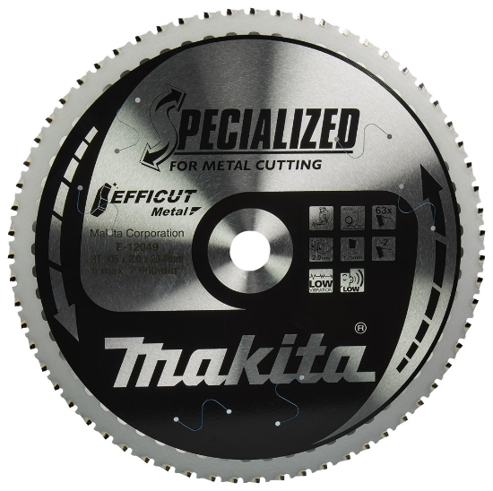 Afbeeldingen van Makita afkortzaagblad E-12049 - Ø305x25,4x2,0mm 63 tands 0° - voor metaal