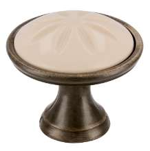 Afbeeldingen van Siro Meubelknop metaal - L 34mm/H 30mm/B 34mm antiek messing/beige 