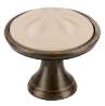 Afbeeldingen van Siro Meubelknop metaal - L 34mm/H 30mm/B 34mm antiek messing/beige 