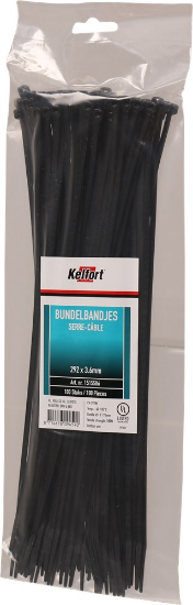 Afbeeldingen van Kelfort bundelbandjes - 3.6x300mm - zwart UV-bestendig 