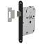 Afbeeldingen van INTERSTEEL Woningbouw slot, voorplaat afgerond zwart gelakt, 20x175, doorn 50mm incl. sluitplaat 9547