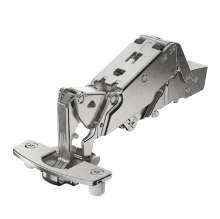 Afbeeldingen van Hettich Sensys groothoekscharnier, zonder insprong, met geïntegreerde demping (Sensys 8657i), vernikkeld, opliggend, openingshoek 165°, TH-boorbeeld 52 x 5,5 mm, snelmontage Flash (ø 10 x 11)