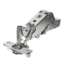 Afbeeldingen van Hettich Sensys groothoekscharnier, zonder insprong, met geïntegreerde demping (Sensys 8657i), vernikkeld, opliggend, openingshoek 165°, TH-boorbeeld 52 x 5,5 mm, snelmontage Flash (ø 10 x 11)