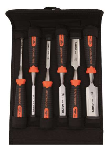 Afbeeldingen van Bahco ergonomische steekbeitelset 6 Delig canvas houder