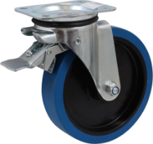 Afbeeldingen van Kelfort Zwenkwiel - Ø200mm (400kg) - Blauw met Rollager gegalvaniseerd met Rem 