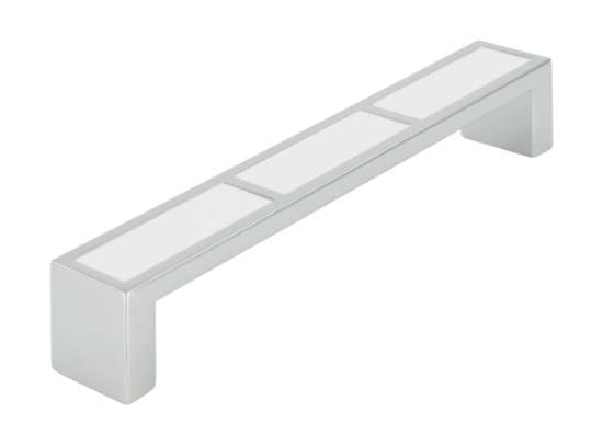Afbeeldingen van Siro Meubelgreep metaal - boorafstand 128mm/L 136mm/H 22mm/B 20mm chroom glanzend/wit 