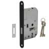 Afbeeldingen van INTERSTEEL Woningbouw klavier kastslot 55mm, voorplaat afgerond zwart gelakt, 20x175, doorn 50mm incl. sluitpla 9548