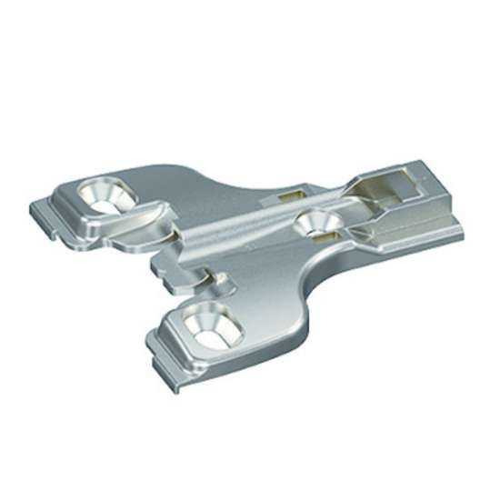 Afbeeldingen van Hettich Face-Frame-montageplaat met hoogteverstelling m.b.v. slobgat, vernikkeld, Rijboring 9.5 x 40 mm, voor schroefbevestiging, dikte 0,0 mm
