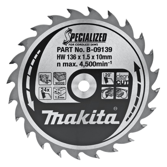 Afbeeldingen van Makita Zaagb Hout 136X10X1,5 24T 20G B-09139