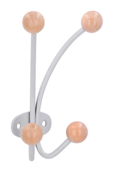 Afbeeldingen van Siro Kapstokhaak metaal - boorafstand 32mm/L 135mm/H 46mm/B 87mm - grijs/esdoorn 
