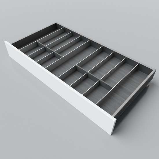 Afbeeldingen van Blum Bestekindeling Legrabox - corpusbreedte 950-1200 diepte 500mm - houtdecor zwart/aluminium OL.SA5010S1BEST