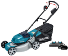 Afbeeldingen van Makita Grasmaaier 46cm - 2X18V 2x5.0 Ah accu - Inclusief duo snellader in doos