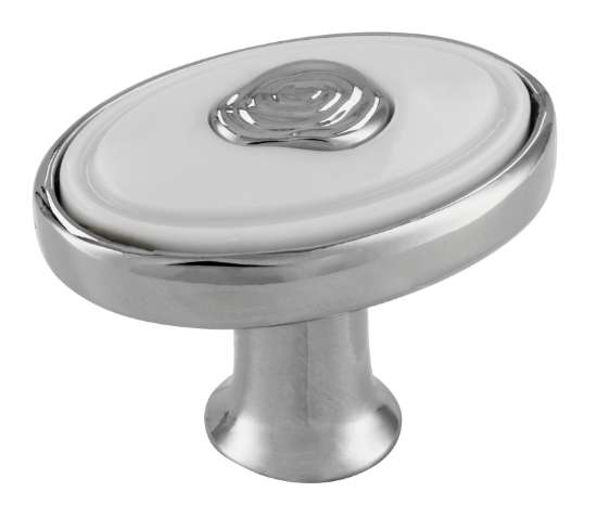 Afbeeldingen van Siro Meubelknop metaal - L 32mm/H 24mm/B 32mm chroom glanzend/wit 